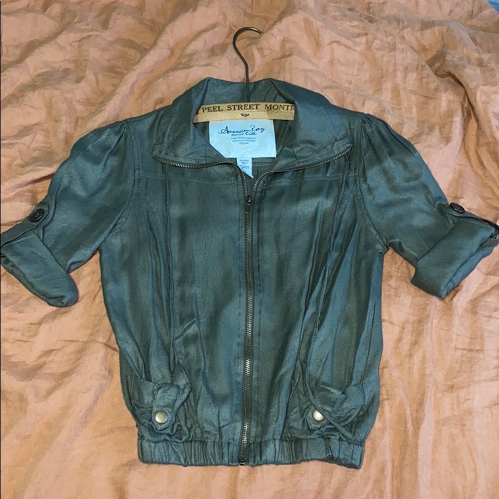Olive Green Light Zip-up Jacket - Brand New